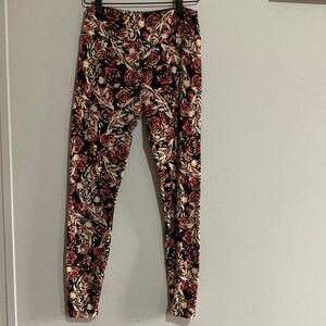 LuLaRoe Kids Leggings - Floral Black and Red